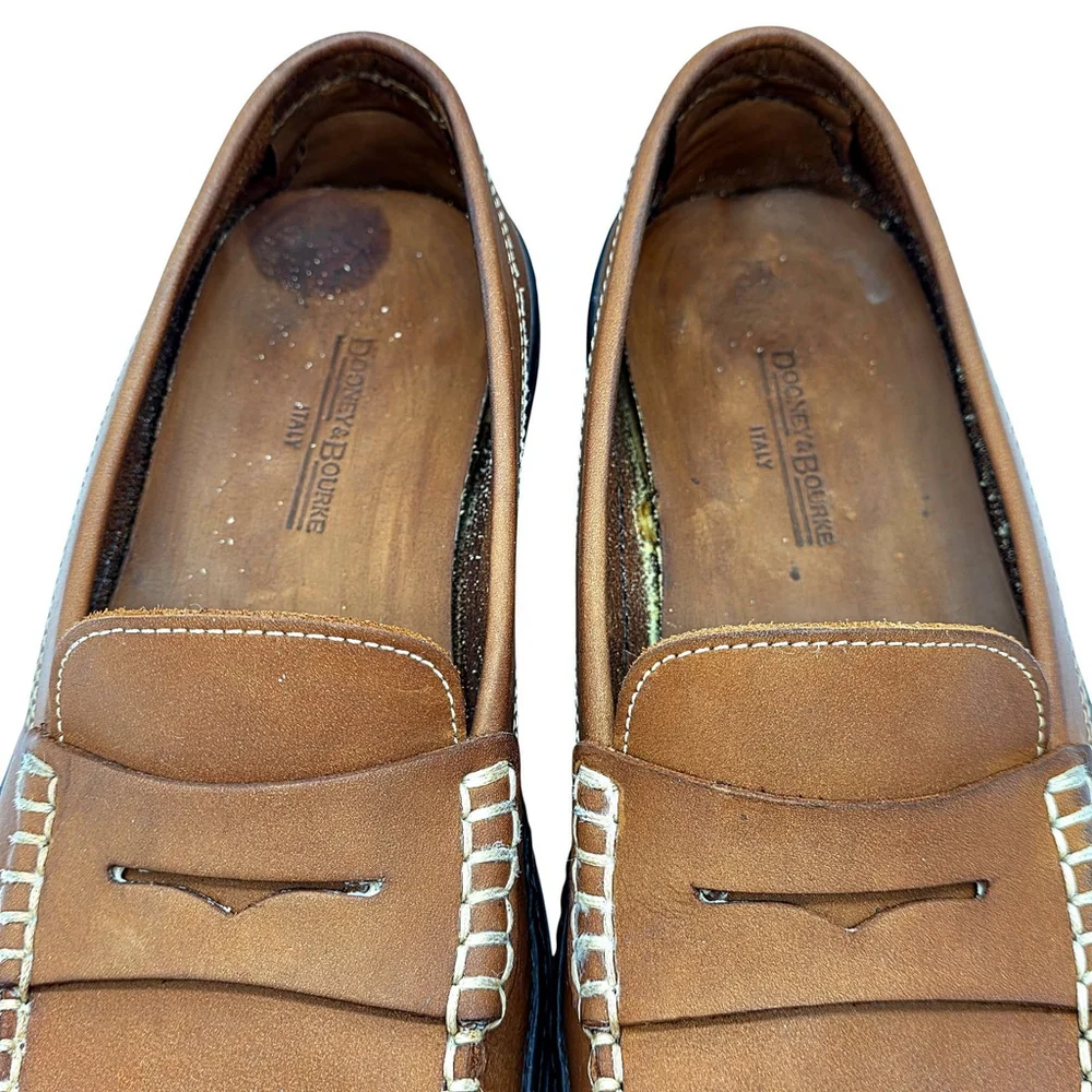 Italian Leather Dooney & Bourke Penny Loafers Mens 8.5 Brown Made in Italy